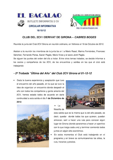 Boletín Informativo del club 2CV de Girona